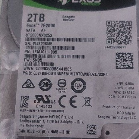 Harddisk Seagate Exos 7E2000 SATA 2TB 7200RPM
