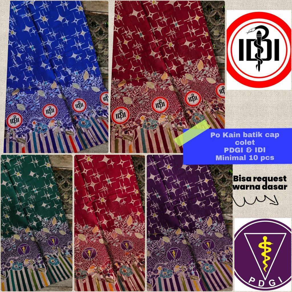 Kain Batik Cap Colet PDGI IDI motif bintang warna dasar dapat diminta minimal 10 pcs