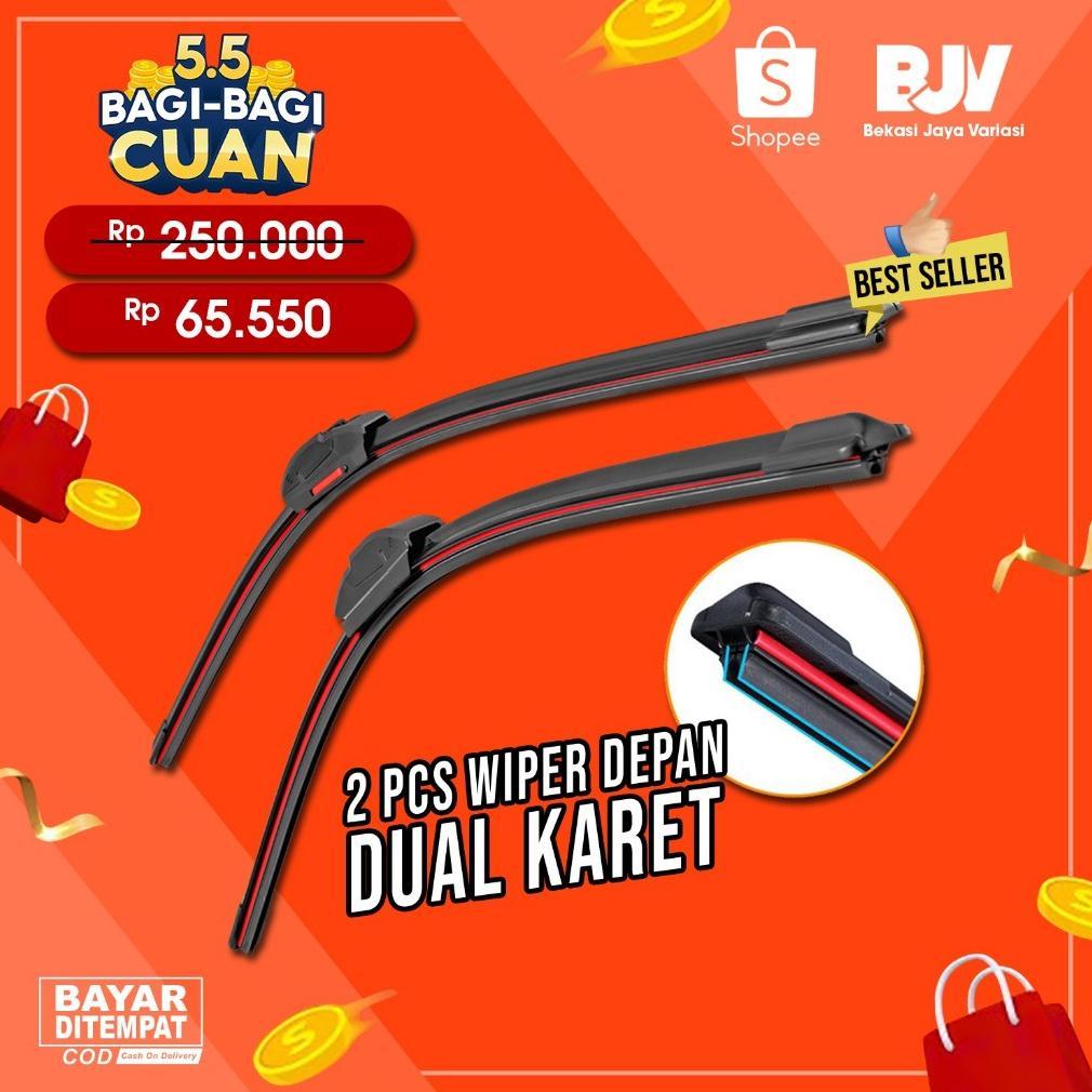 Wiper Mobil Dual Blade - Universal Semua Mobil - Wiper Frameless Dual Karet Double Blade Layer