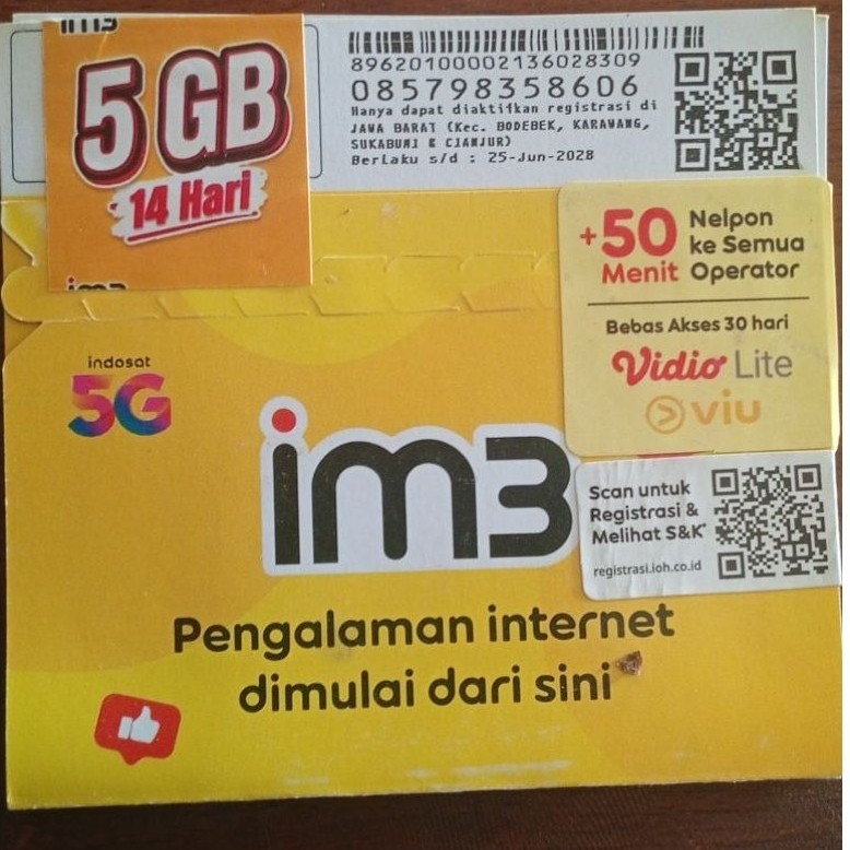 Data Internet IM3 5GB 14 Hari Indofood 5G dengan 50 Menit ke Semua Operator