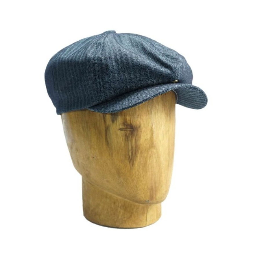 TUCKWOLL Topi Newsboy cap Denim Herringbone Cotton Vintage Classic Thomas Shelby