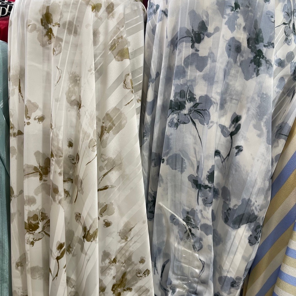 kain sifon silk dobby - kain sifon silk dobby motif bunga sakura premium - kain sifon silk original 