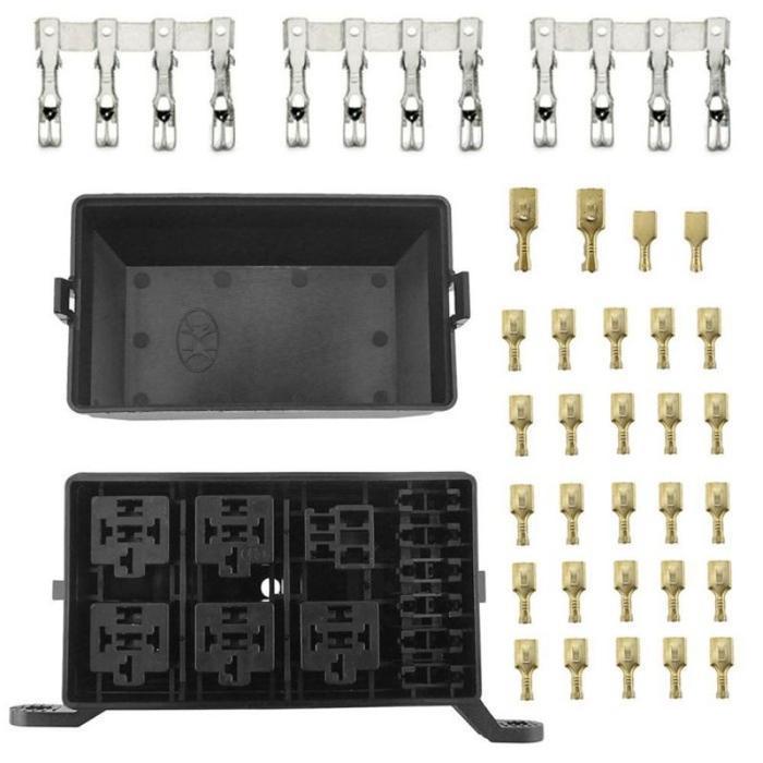 MOBIL RELAY 6 WAY FUSE HOLDER BOX DC 12V 6 SLOT BLADE FUSE HOLDER BOX BLOCK SET ORIGINAL DAN TERPERC