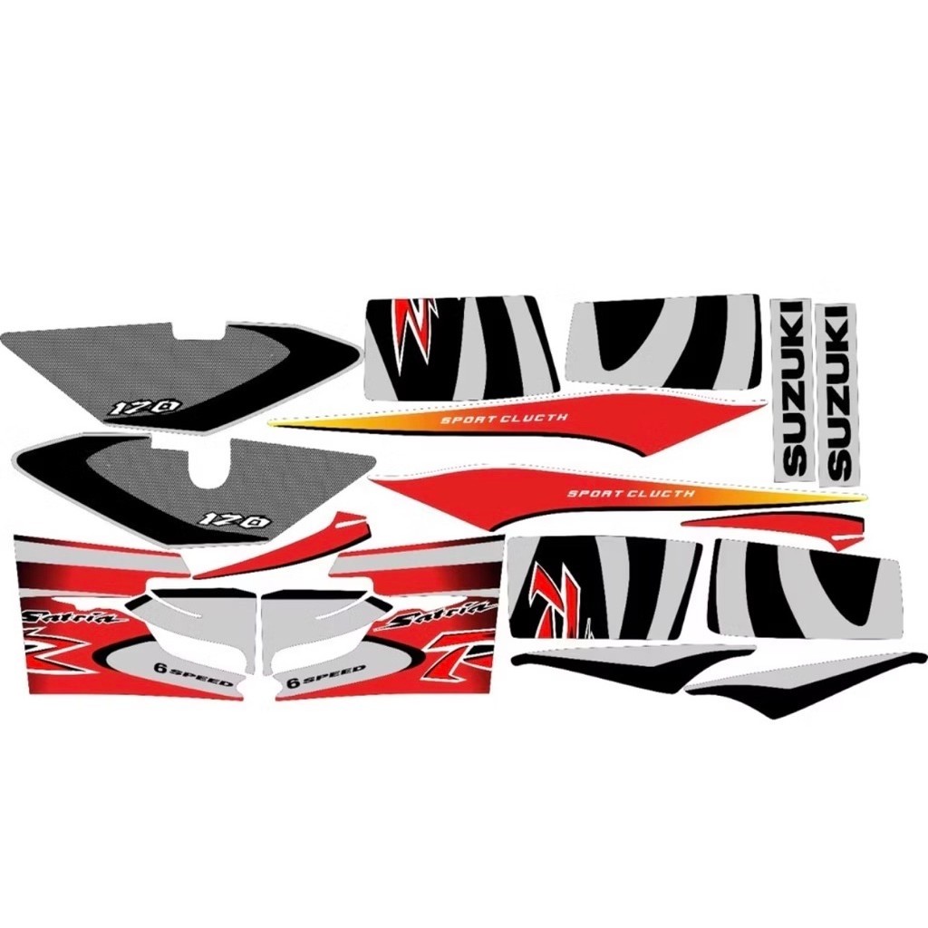 Striping  satria  lumba merah silver