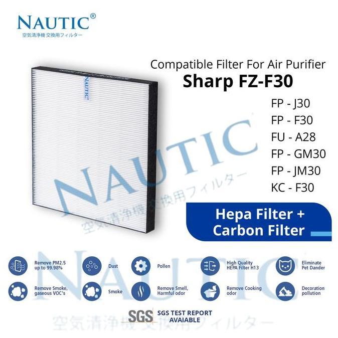 DF151 >> Filter HEPA Sharp Air Purifier FP-F30Y/J30Y/GM30Y, KC-F30Y/FZ-F30HFE