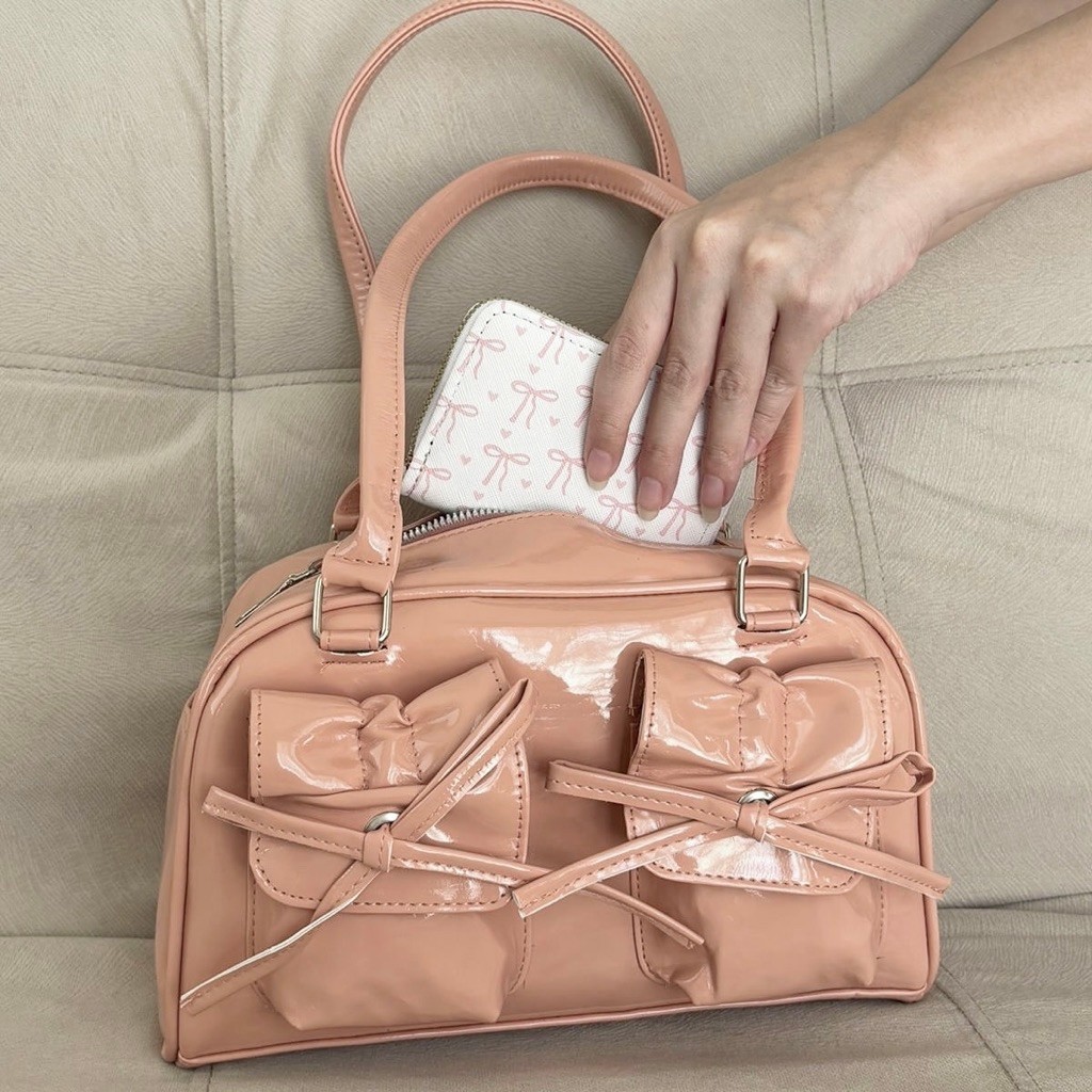 Mocorie - Coquette Ribbon Sling Bag / Sling Bag Coquette Motif Pita / Tas Selempang Coquette Pink Pi