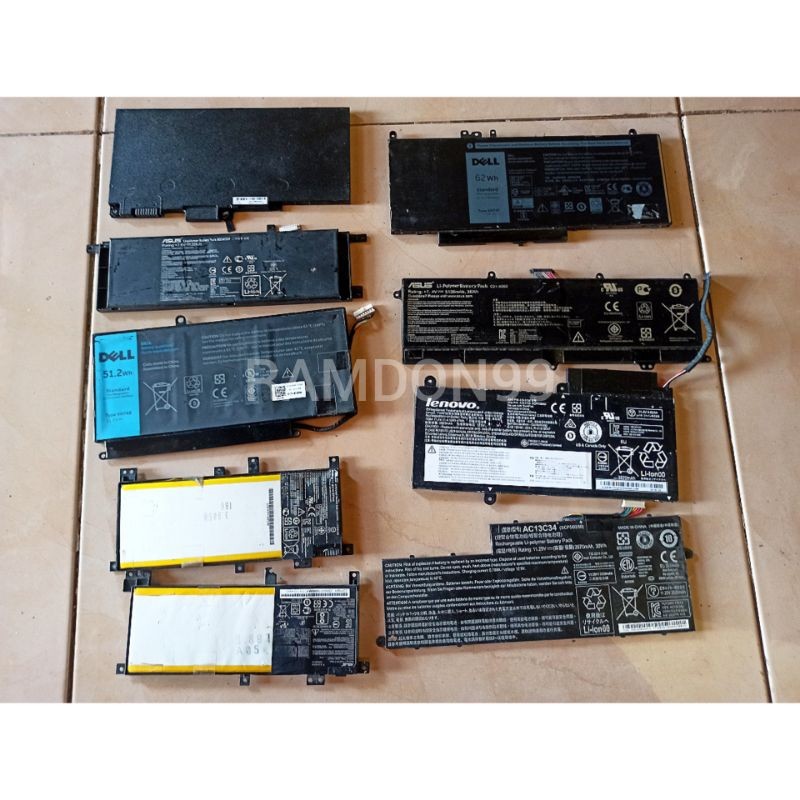 Baterai Bekas Laptop Polymer/li-ion Kotak Mulus Gambling Merk Canpur