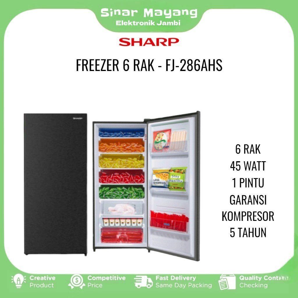 FREEZER SHARP FJ-286AHS/ Freezer SHARP 6 Rak/ Garansi Resmi SHARP