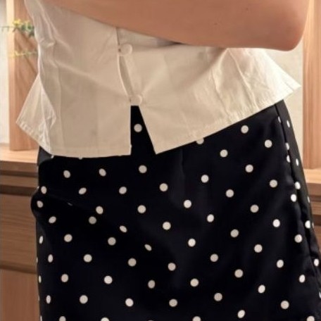 rok polkadot mini skirt tipis