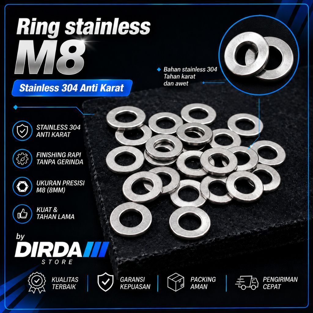 Ring plat stainless M8