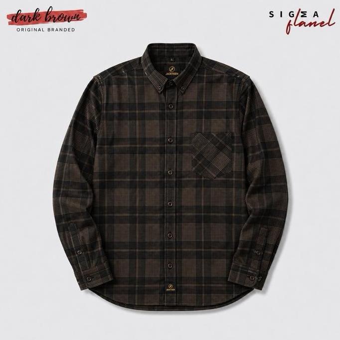 Qwer- Kemeja Flanel Semi Wool Lengan Panjang Unisex Kemeja Pria Dan Nita Motif Kotak Sg