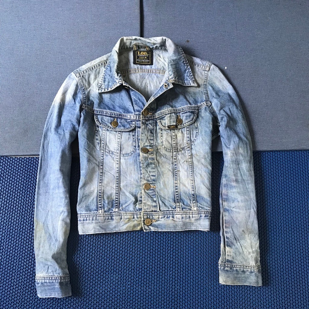 Vintage lee Rider 80s Trucker jeans Jacket Sanforized Union made  Size M Youth made in usa Pxl : 51 