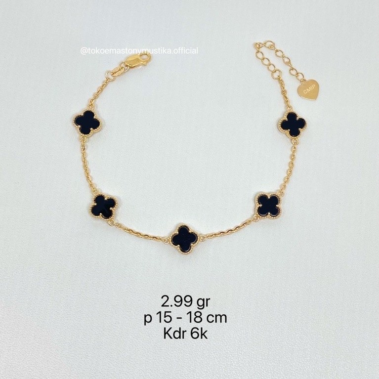 Gelang Emas Model Bunga Hitam Gold 6K