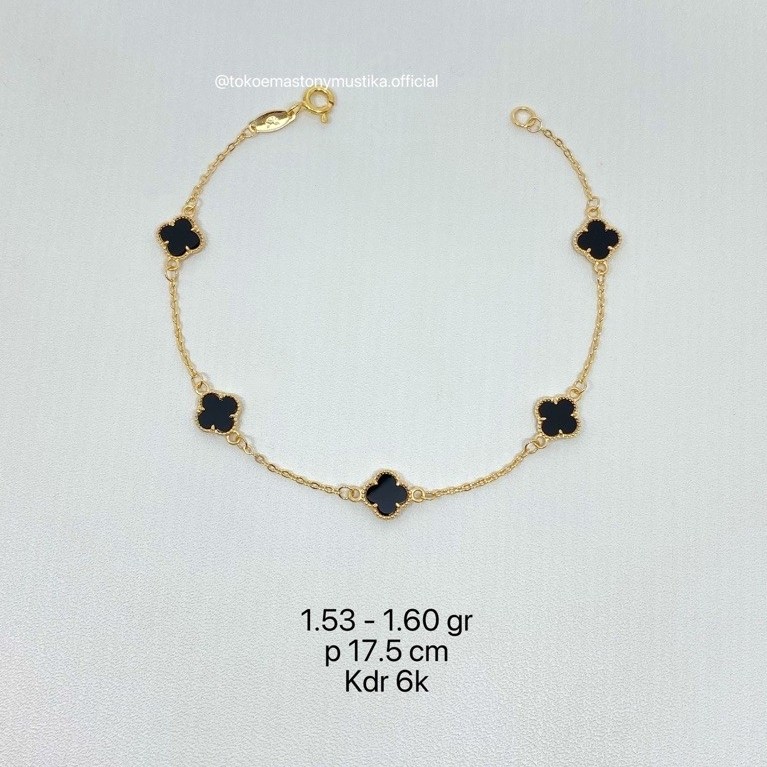 Gelang Emas Model Bunga Hitam Gold 6K