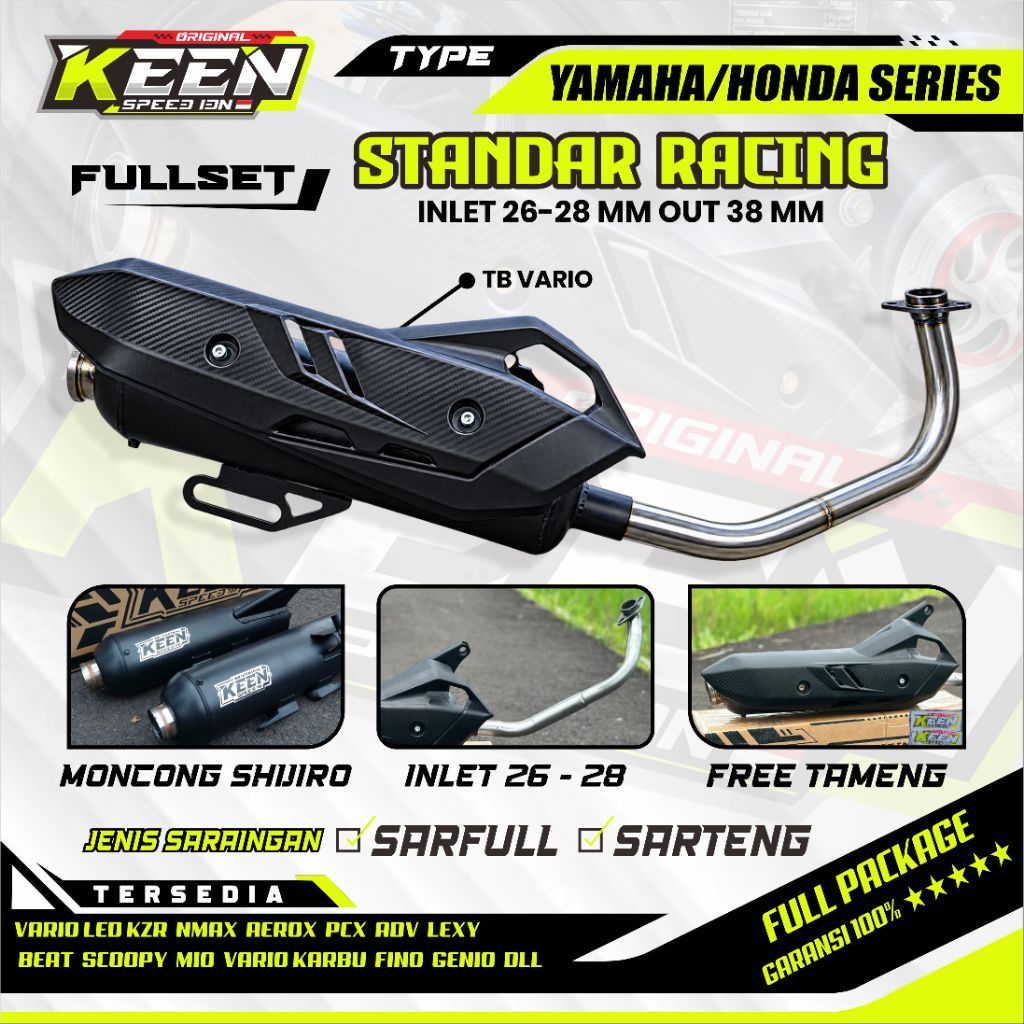 Knalpot Standart Racing ORIGINAL KEEN SPEED Bass Adem inlet 26-28 All Matic Beat Fi Vario Mio J Nmax