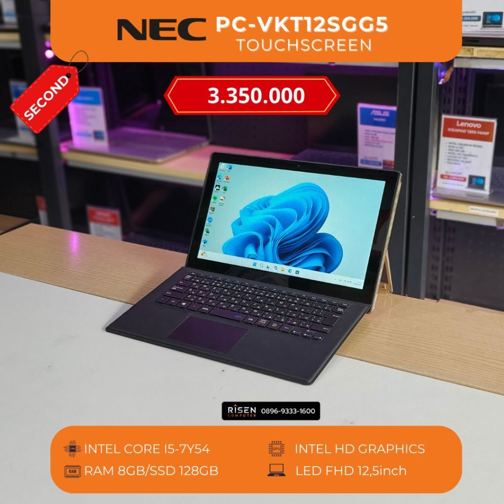 NEC PC-VKT12SGG5 Intel Core I5-7Y54 RAM 8GB SSD 128GB FHD 12,5inch Notebook Second Bekas Laptop