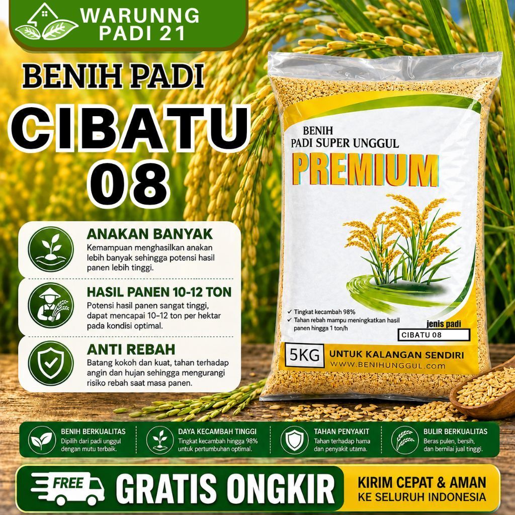 BENIH PADI CIBATU 08 TERBARU KEMASAN 5KG ORIGINAL