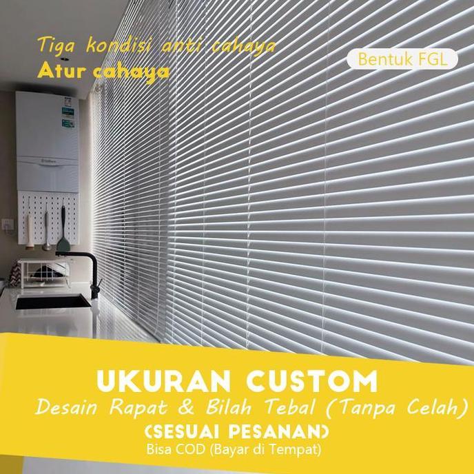 [BISA CUSTOM] Tirai Venetian Blind Aluminium - Anti UV & Privasi Maksimal, Kerai Jendela Minimalis T