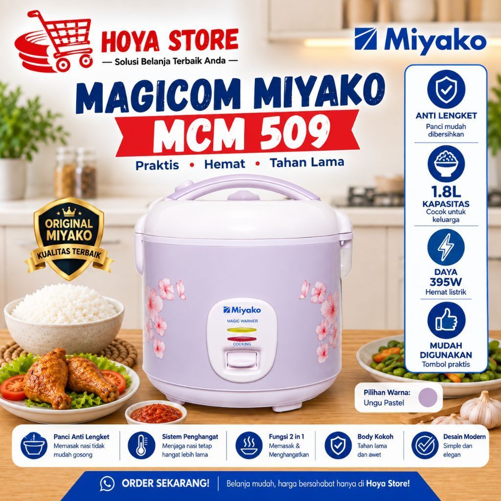 MIYAKO magicom 1.8 liter MCM 509 ,Magic Com miyako mcm 509, rice cooker miyako 509