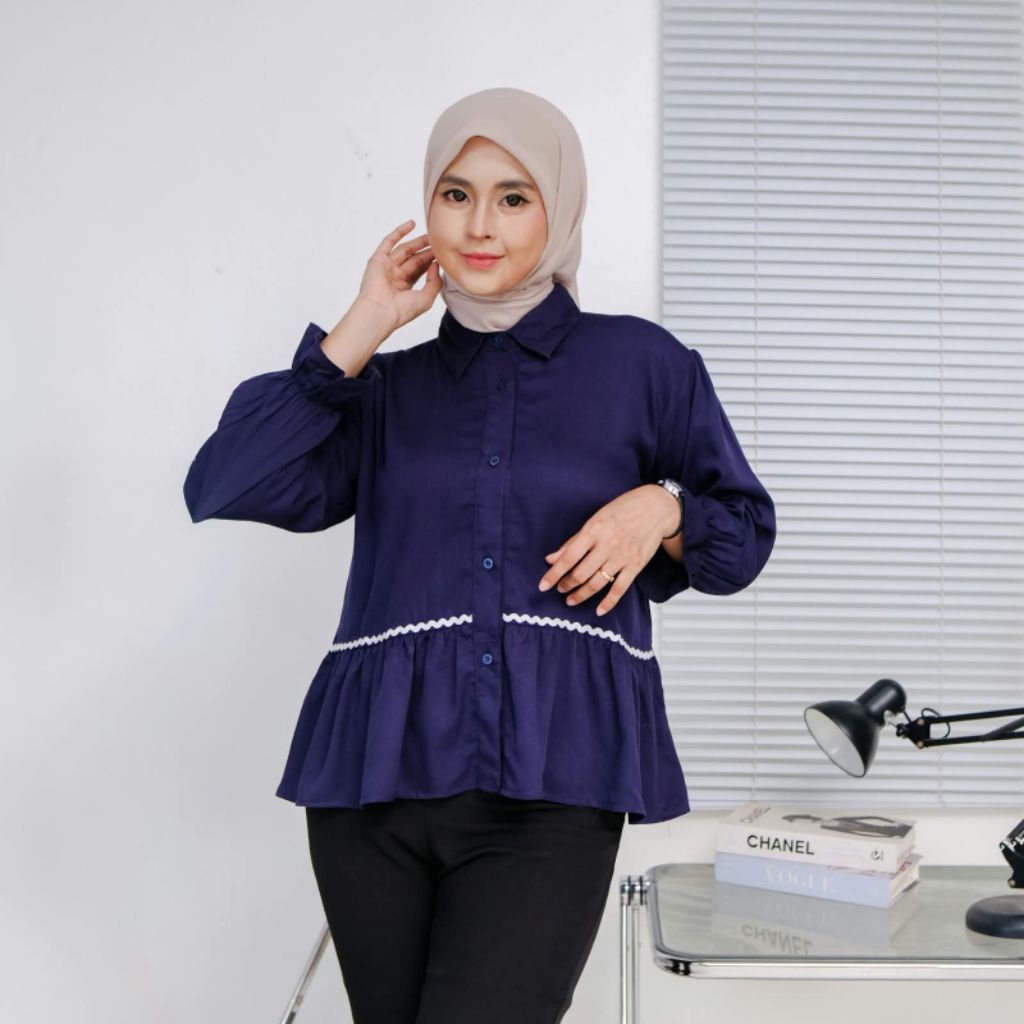 Devina bluose wanita kekinian rayon twill kahatex
