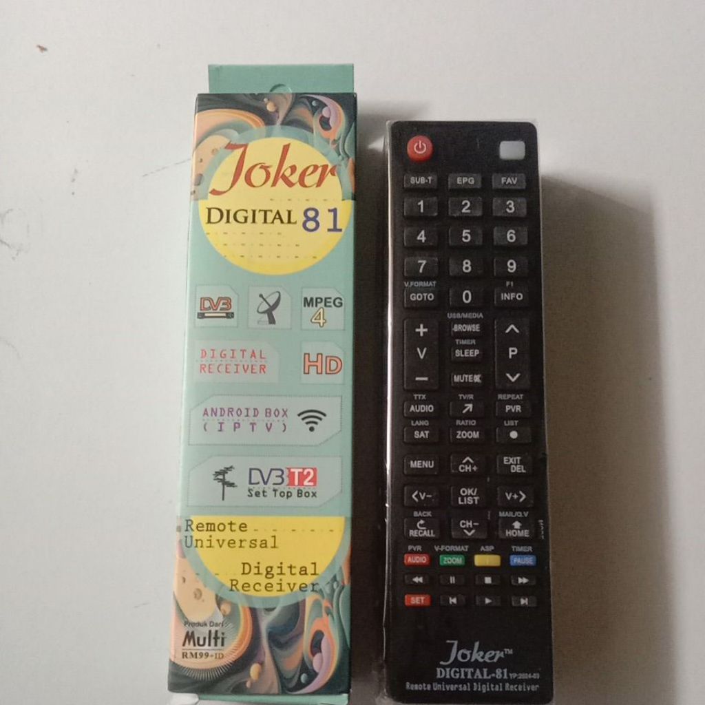 Remot joker digital 81 receiver parabola set top box dvb T2 android box wifi universal.