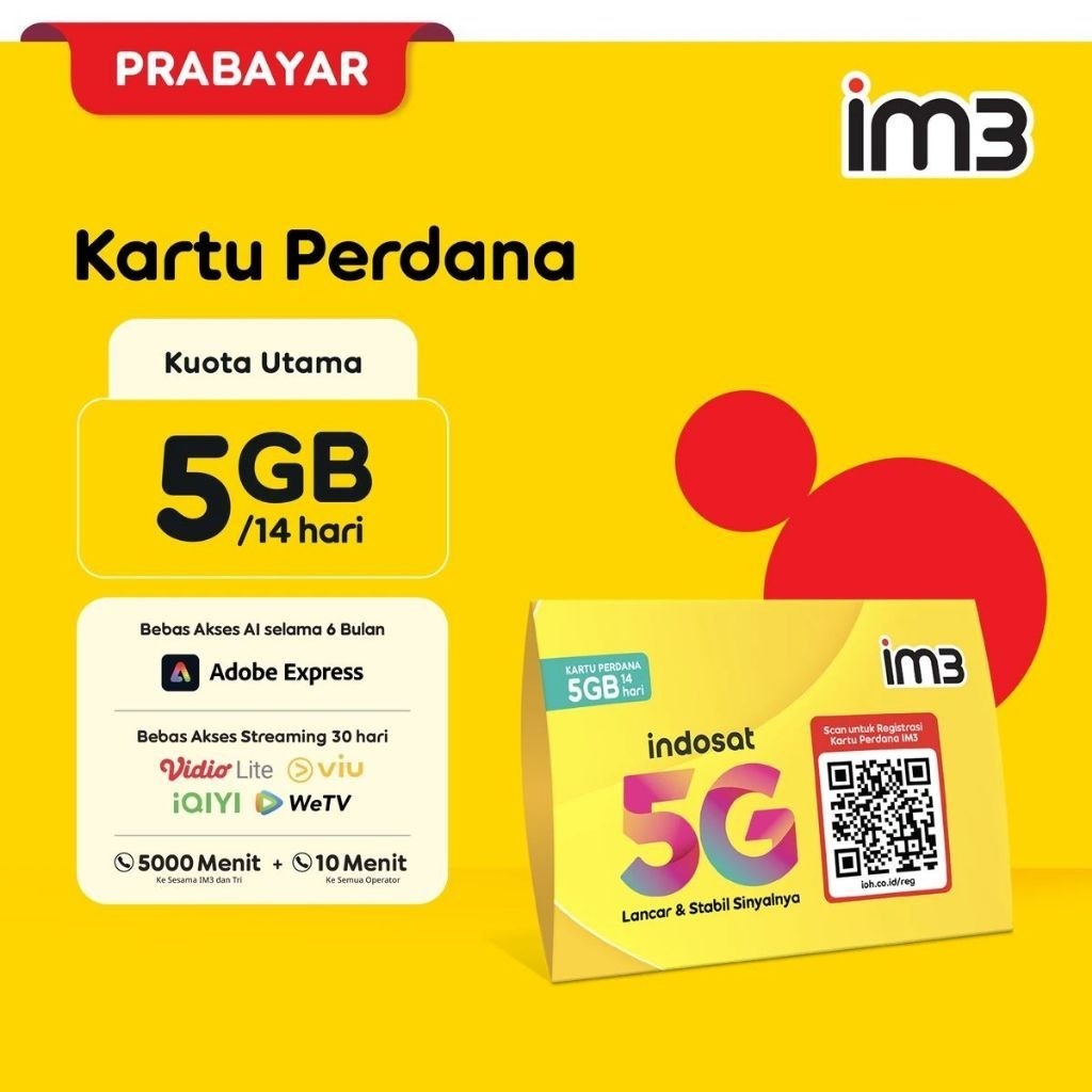 Kartu Perdana Indosat 5GB 14H