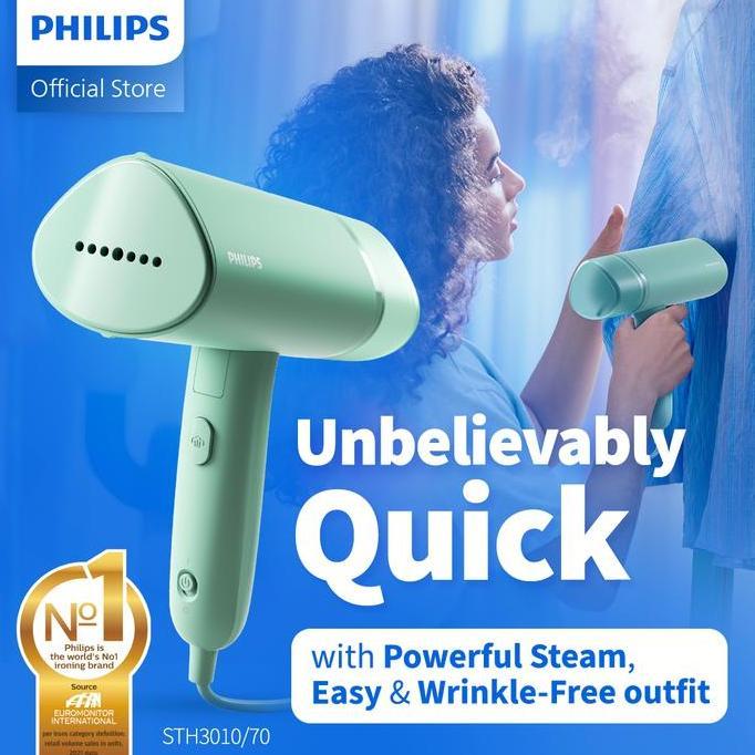 Philips Setrika Uap Handheld STH3010/70 Hijau - Setrika Uap Portable Dapat Dilipat, Setrika Uap Ring