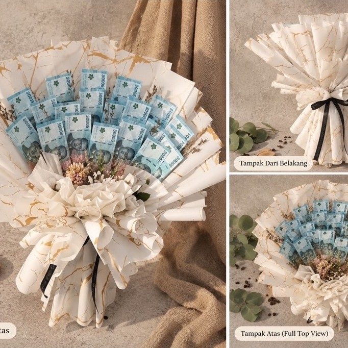 Buketan Uang 50 Ribu | Buket uang Elegan | money bouquet | buket kado wisuda, ulang tahun dan annive
