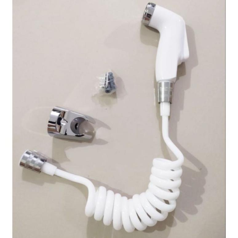 Paket jet shower closet warna putih spiral murah / jet shower kamar mandi