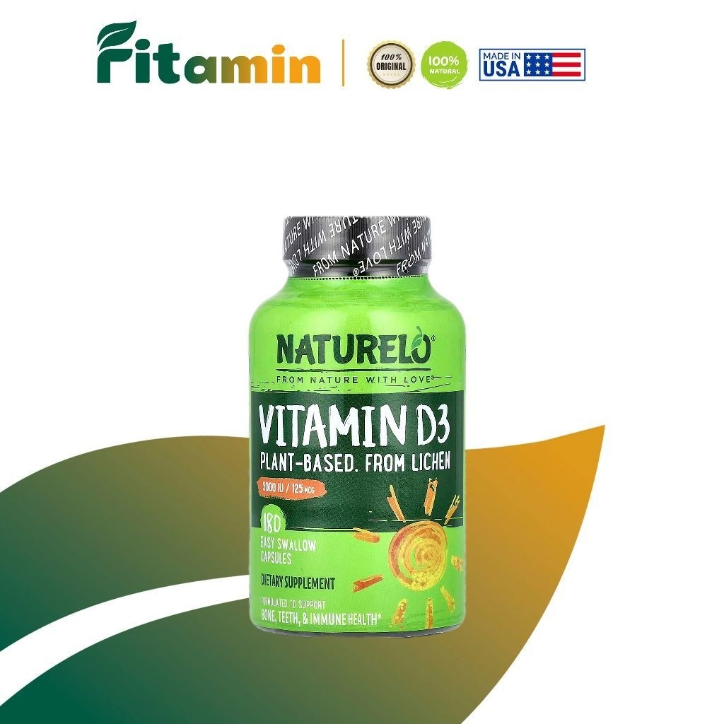Naturelo Vitamin D3 (5000IU) 125mcg, 180 Capsules 100% ORI USA