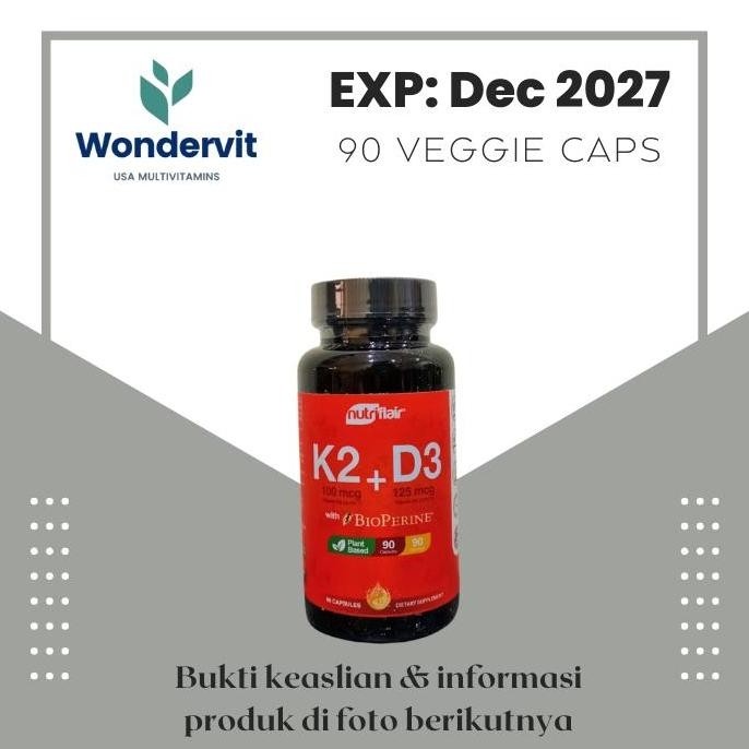 NutriFlair K2 (MK7) D3 5000 IU BioPerine Tulang Immune Darah Tinggi