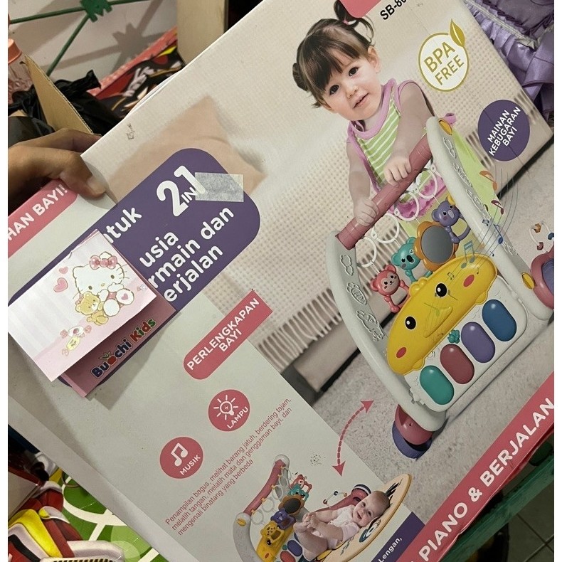 Mainan Berjalan Bayi Buchi Kids 2 in 1 BPA Free dengan Piano Musik Lampu