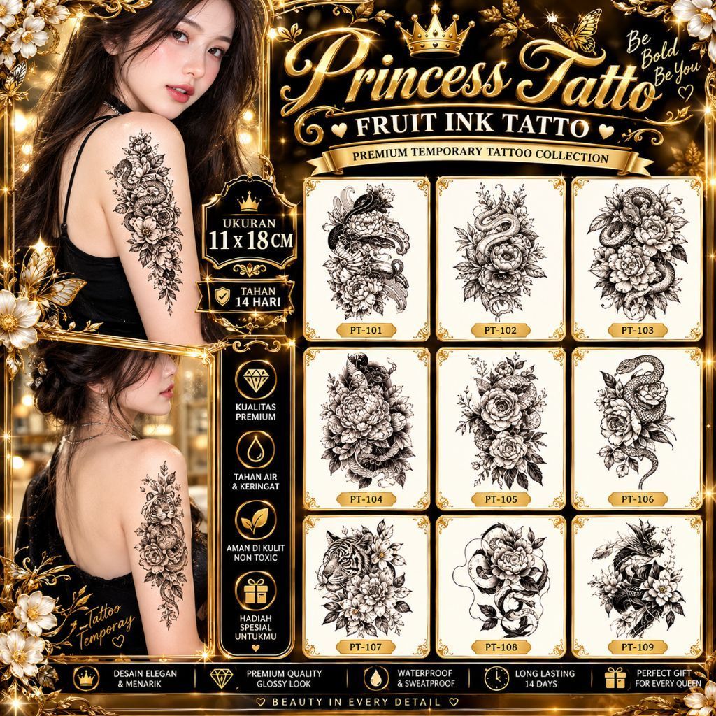 TATTO | Tatto semi permanent | Tatto fruit ink | Motif macan-naga-ular | Tatto tahan air