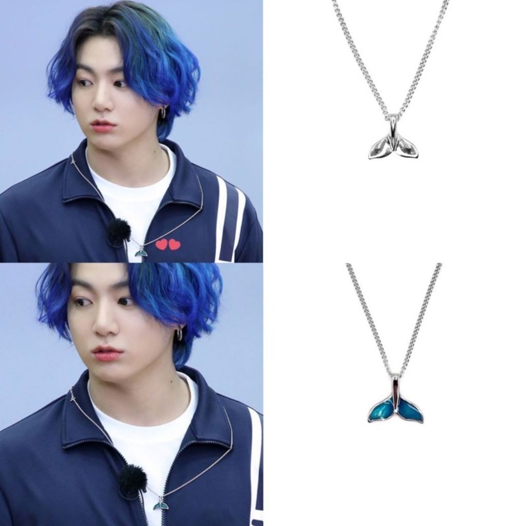 [Delixir Korea] Blue Whale Tail Pendant Necklace Baja 45-55cm & Gelang delixir korea (Jungkook)