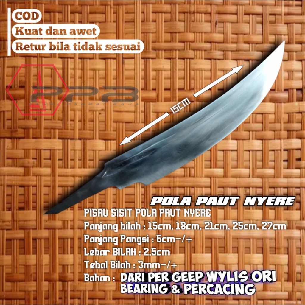 Pisau Sisit+Sembelih Pola paut nyere Baja Geep Wylis Wilis & Bearing