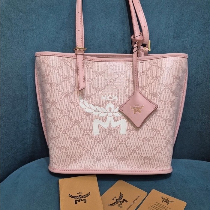 MCM Mini Himmel Lauretor Tote Bag Pink GHW