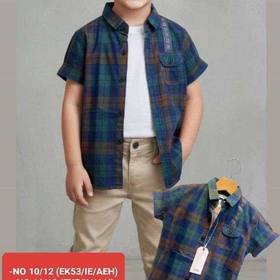 1-18 THN ,KEMEJA EZIO KIDS ,LENGAN PENDEK MOTIF KOTAK ,PREMIUM ORI