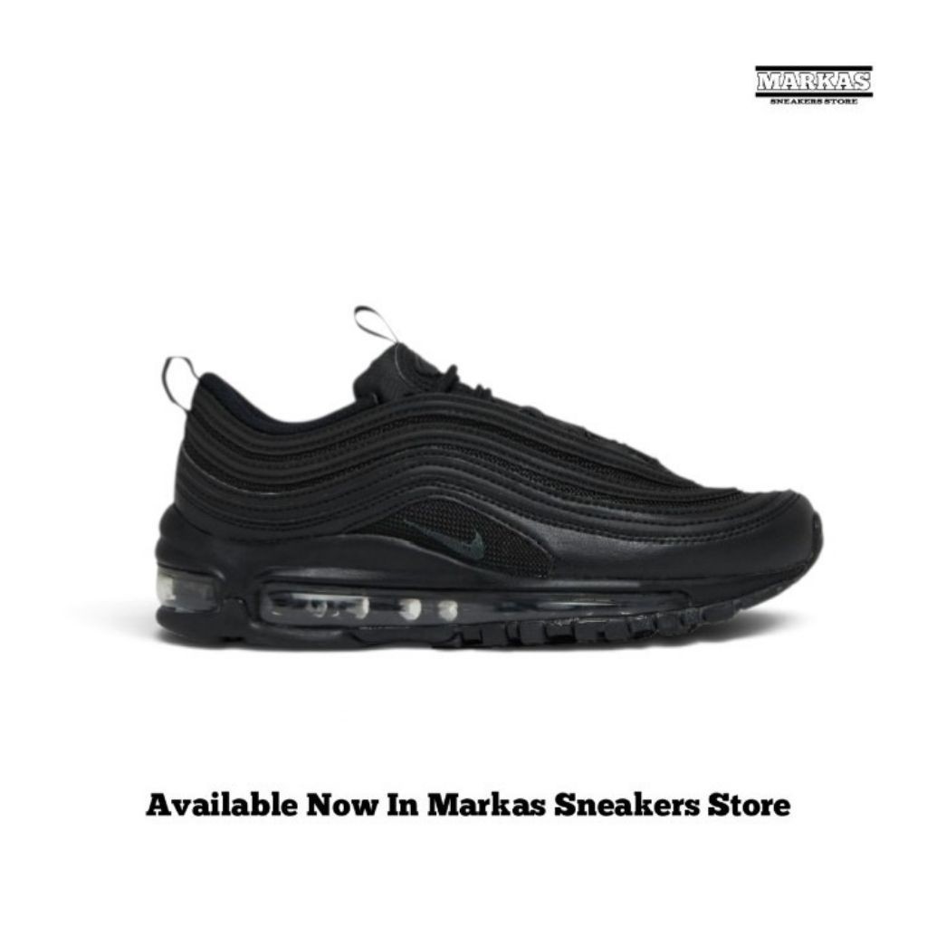 Sepatu Nike Airmax97 Triple Black Reflektif/Glow In The Dark Sneakers Unisex