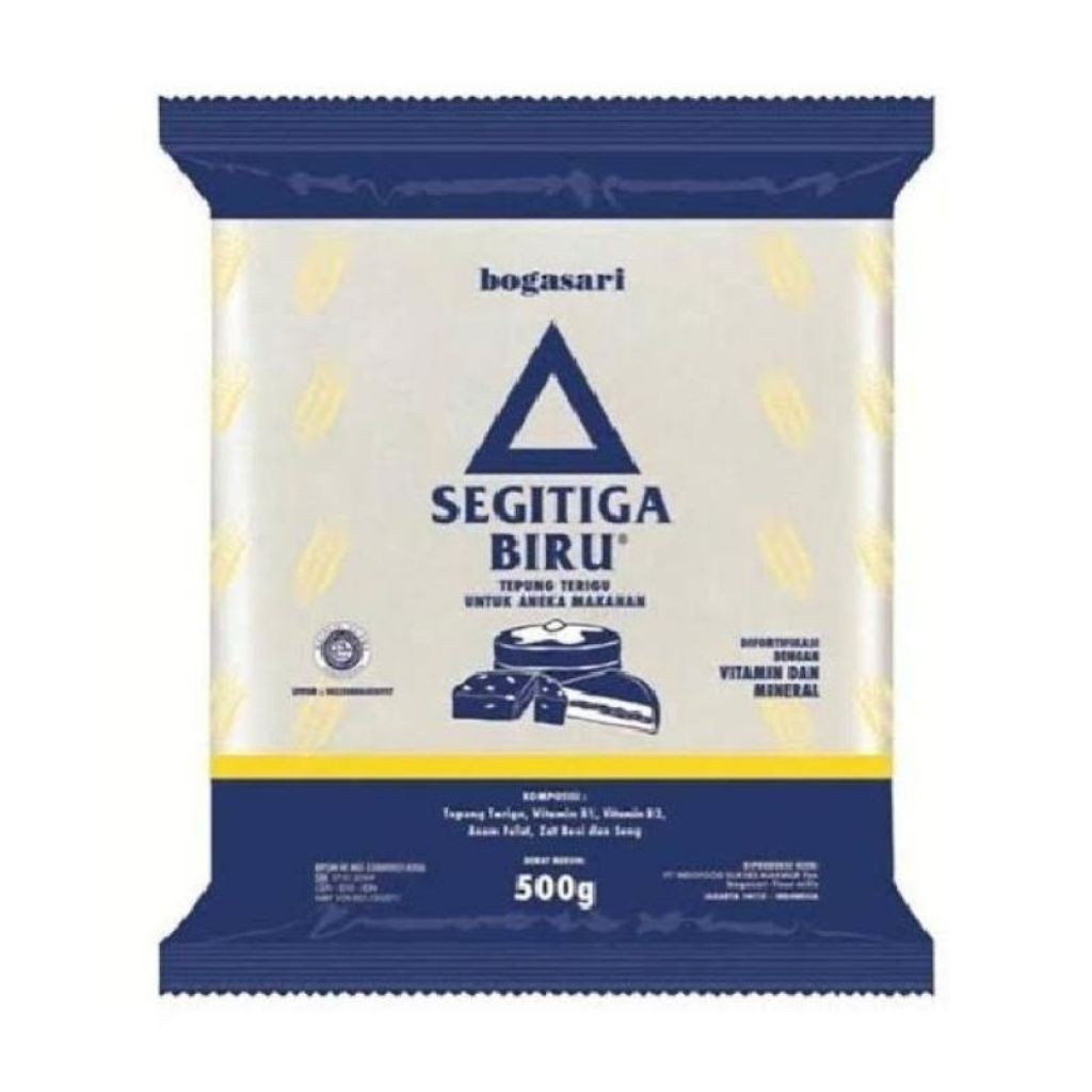 Tepung Terigu Segitiga Biru Bogasari 500 Gram / Tepung Terigu Segitiga Biru