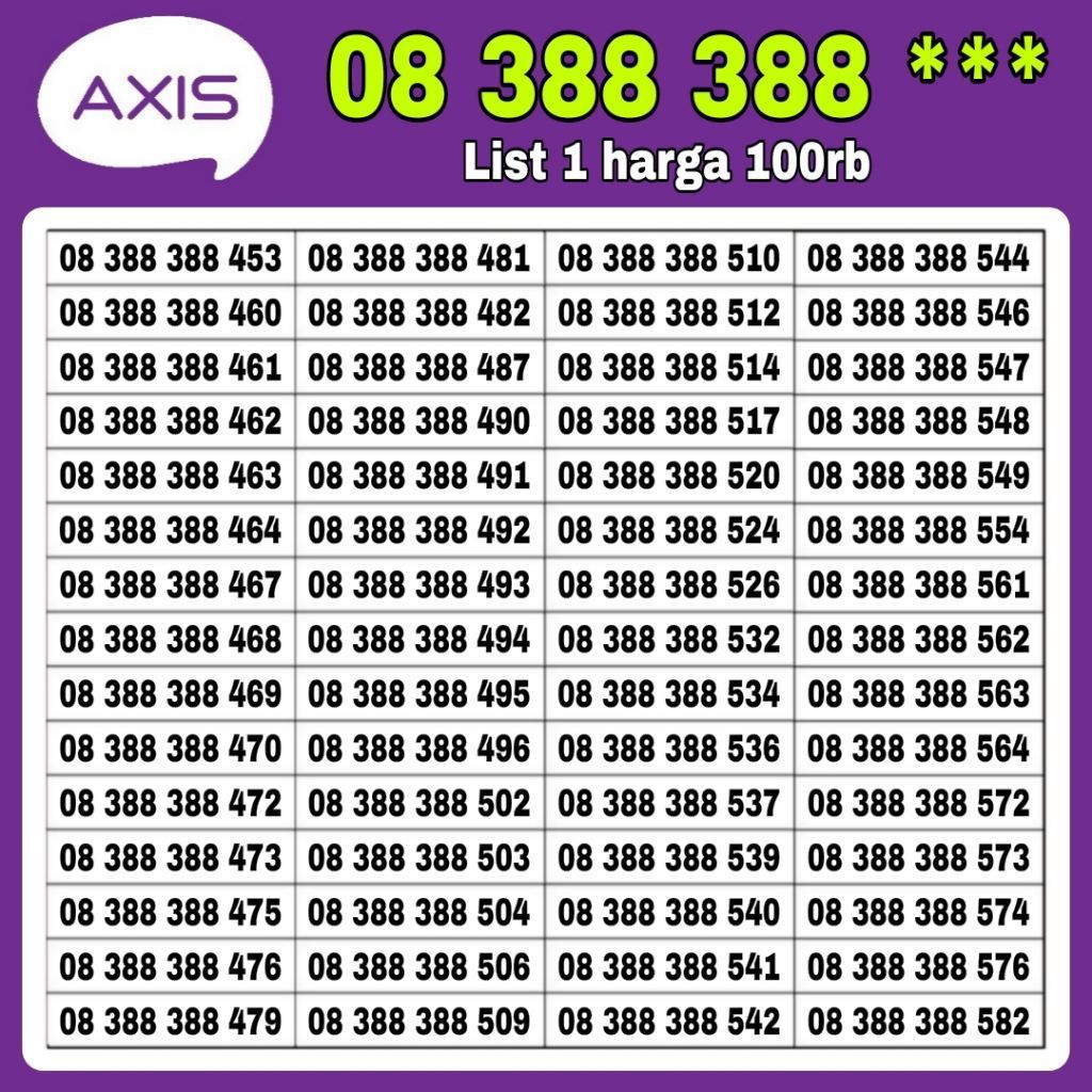 Nomor cantik Axis 11 digit - 12 digit harga terjangkau