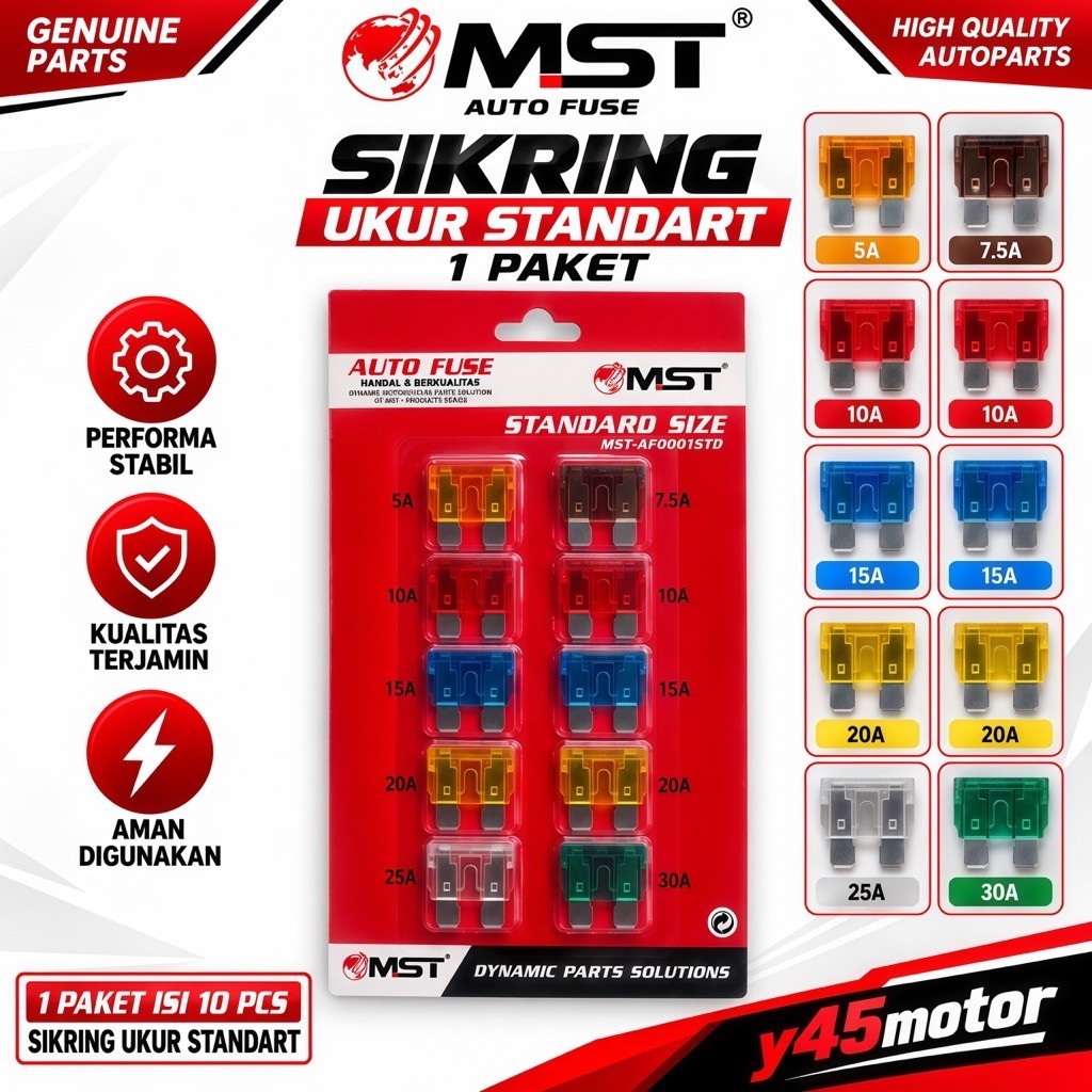 SEKRING MOTOR BEAT VARIO MIO VIXION SUPRA GRAND MX UKURAN STANDART MERK MST PAKET 10 PCS