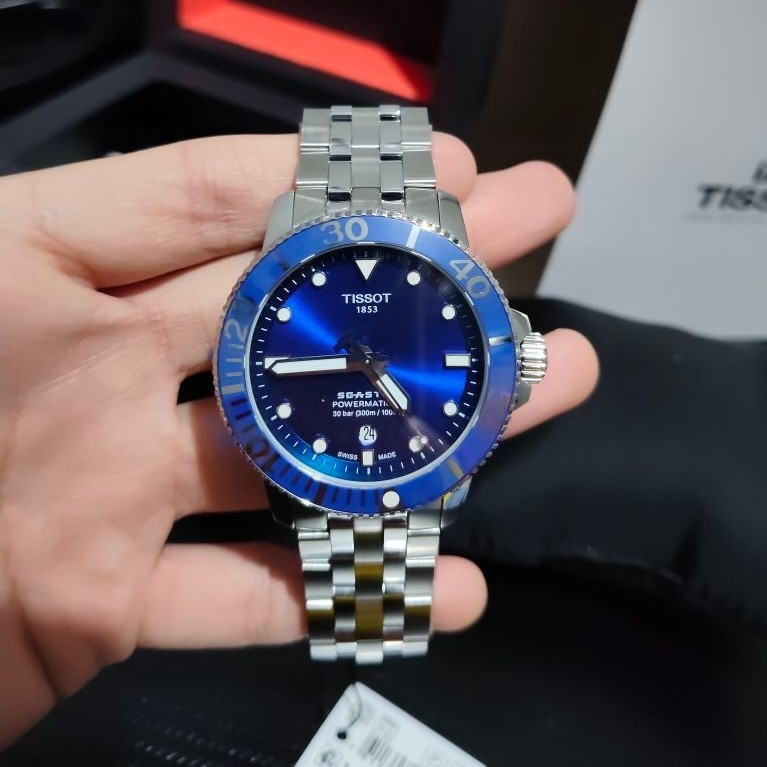 Jam Tangan Pria Tissot Automatic Stainless Steel Blue Dial 40mm second