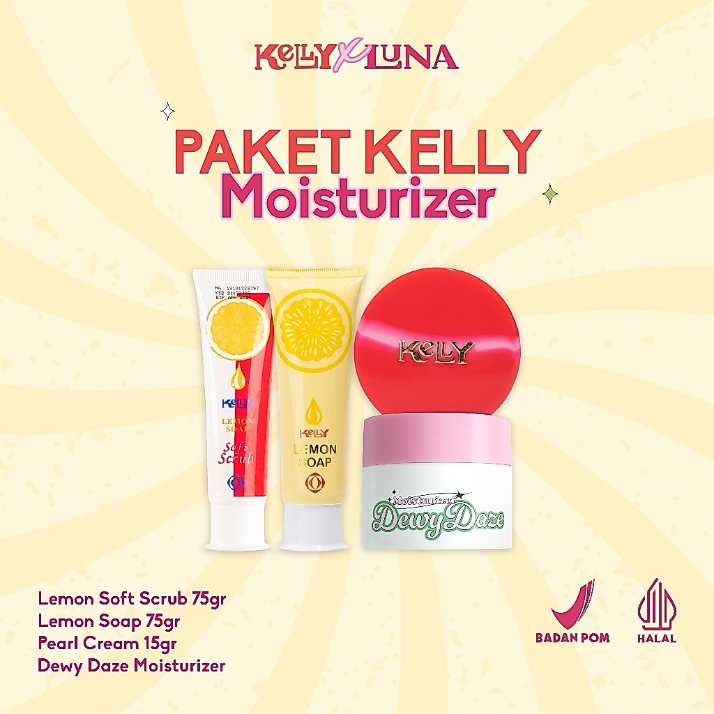 Paket Skincare Luna Moisturizer (Dewydaze) x Kelly Paket Glowing | Krim Pelembap Wajah