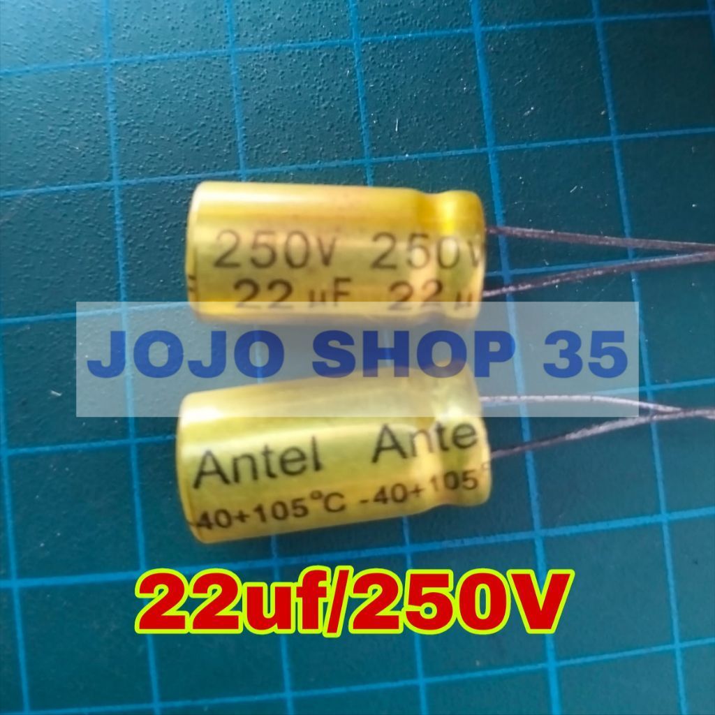 1pc CAPASITOR ELCO 22UF 250V 22UF/250V 22 250V 22/250V 22UF 250V KUALITAS BAGUS kapasitor elco 22uf 
