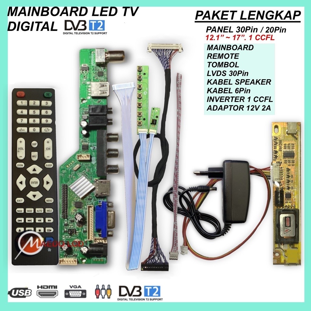 Mainboard LCD TV Digital DVBT2 Panel 12" -24" CCFL