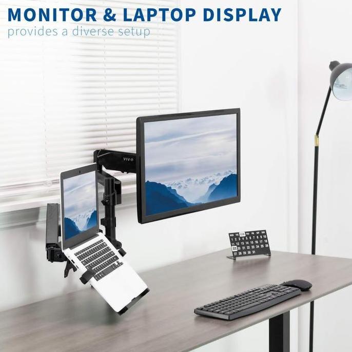 TERMURAH - Bracket Monitor Dual Arm Monitor dan Laptop Gas-Strut Flexi Mount