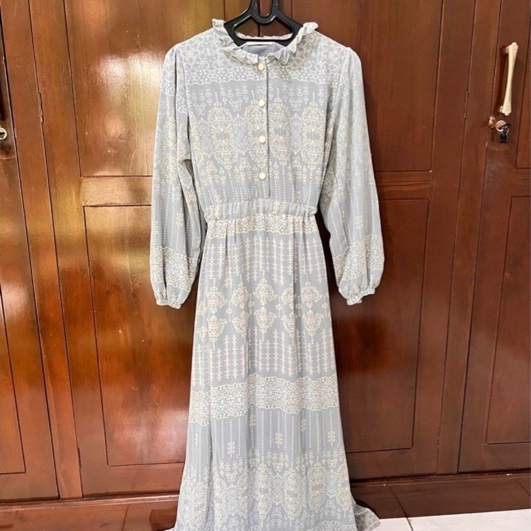 Haru Natsu preloved new dress etnik ash blue