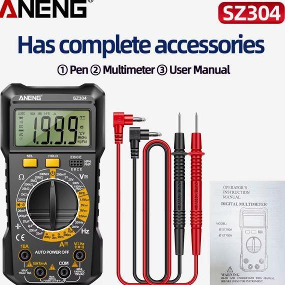 TERBARU - ANENG SZ304 Multitester Digital Lengkap Otomatis Multimeter AC/DC Voltage Tester