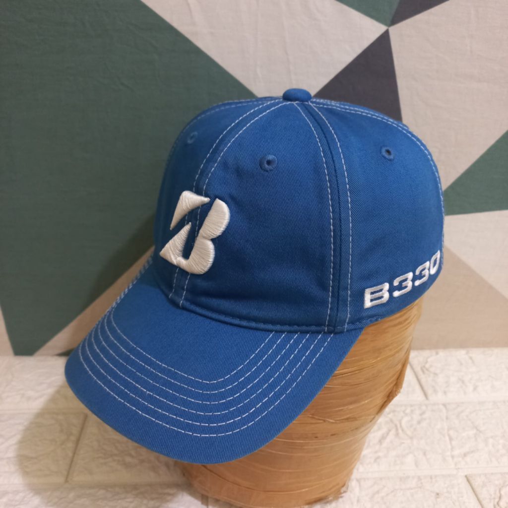 Topi Golf Original Logo Bridgestone Biru Pria Wanita R9291