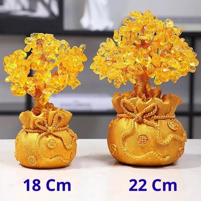 Pajangan Pohon Kristal Rejeki pembuka Aura Simbol Kemakmuran (Tinggi 14 Cm)